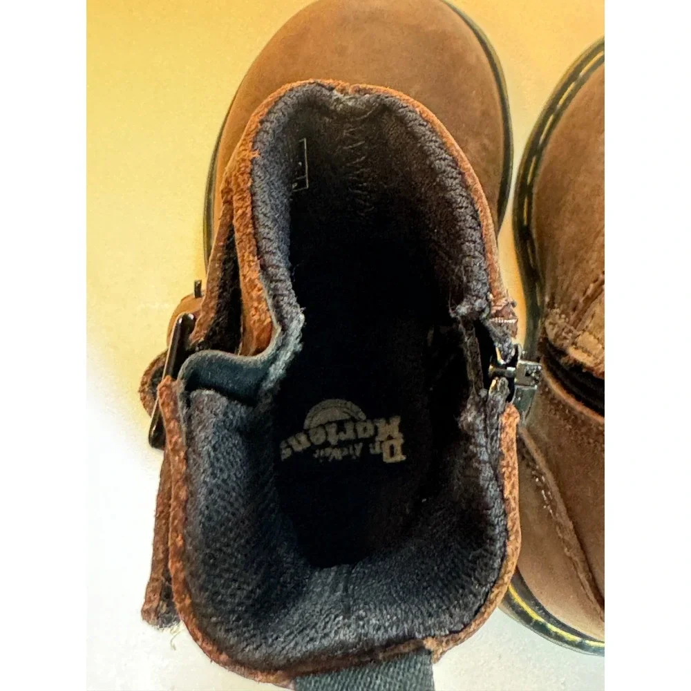 Dr. Martens Doc Jiffy Boots Brown Leather Zipper Buckles Toddler Baby Size 4